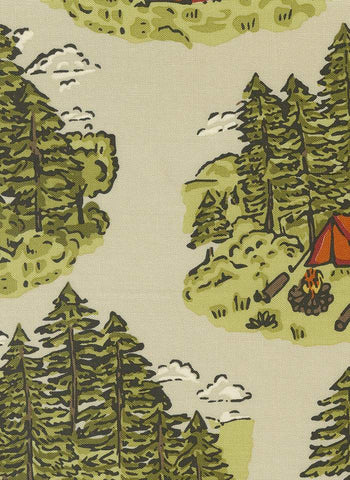 The Great Outdoors Vintage Camping Landscape By Stacy Iest Hsu For Moda Sand