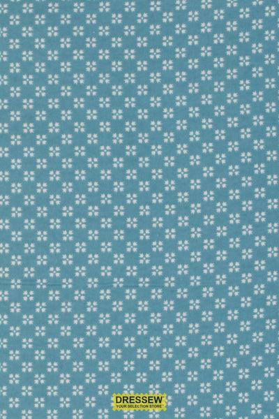 Tiny Floral Flannelette Light Turquoise / White