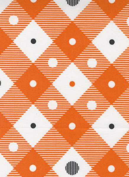 Too Cute To Spook Ghastly Gingham By Me & My Sister For Moda Orange Pumpkin