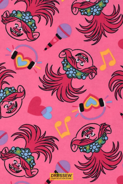Trolls Flannelette Pink / Multi