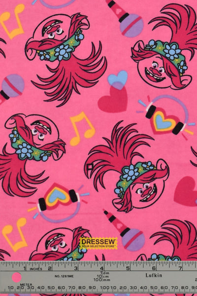 Trolls Flannelette Pink / Multi