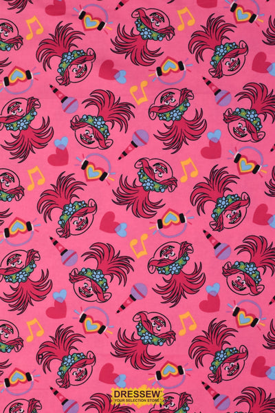 Trolls Flannelette Pink / Multi