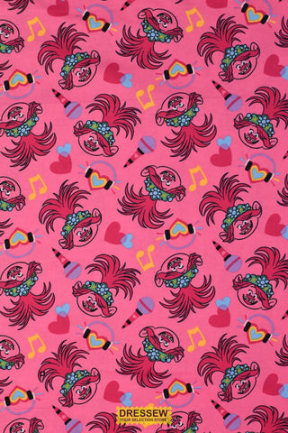 Trolls Flannelette Pink / Multi