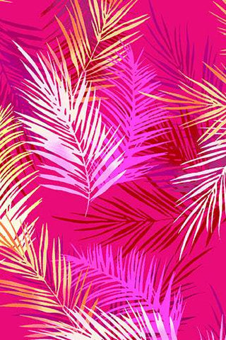 Tropical Breeze Island Palm Leaves By Kanvas Studio For Benartex Pink