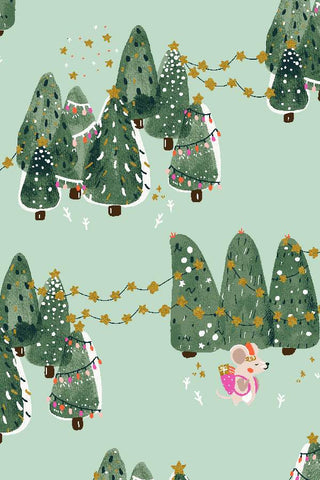 Twas The Night Before Catmas Baby It's Cold Outside By Calli And Co. For Cotton + Steel Misty / Metallic