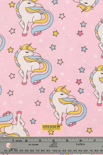 Unicorn Flannelette Pink / Multi