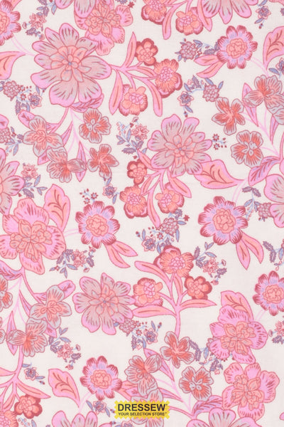 Vintage Floral Flannelette Pink Mix / White