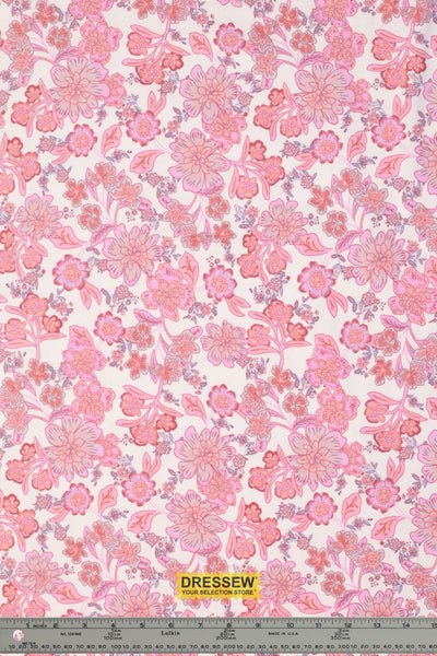 Vintage Floral Flannelette Pink Mix / White