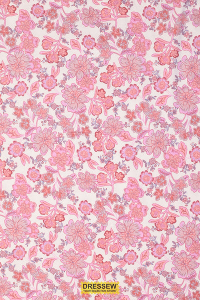 Vintage Floral Flannelette Pink Mix / White