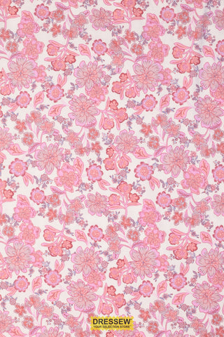 Vintage Floral Flannelette Pink Mix / White