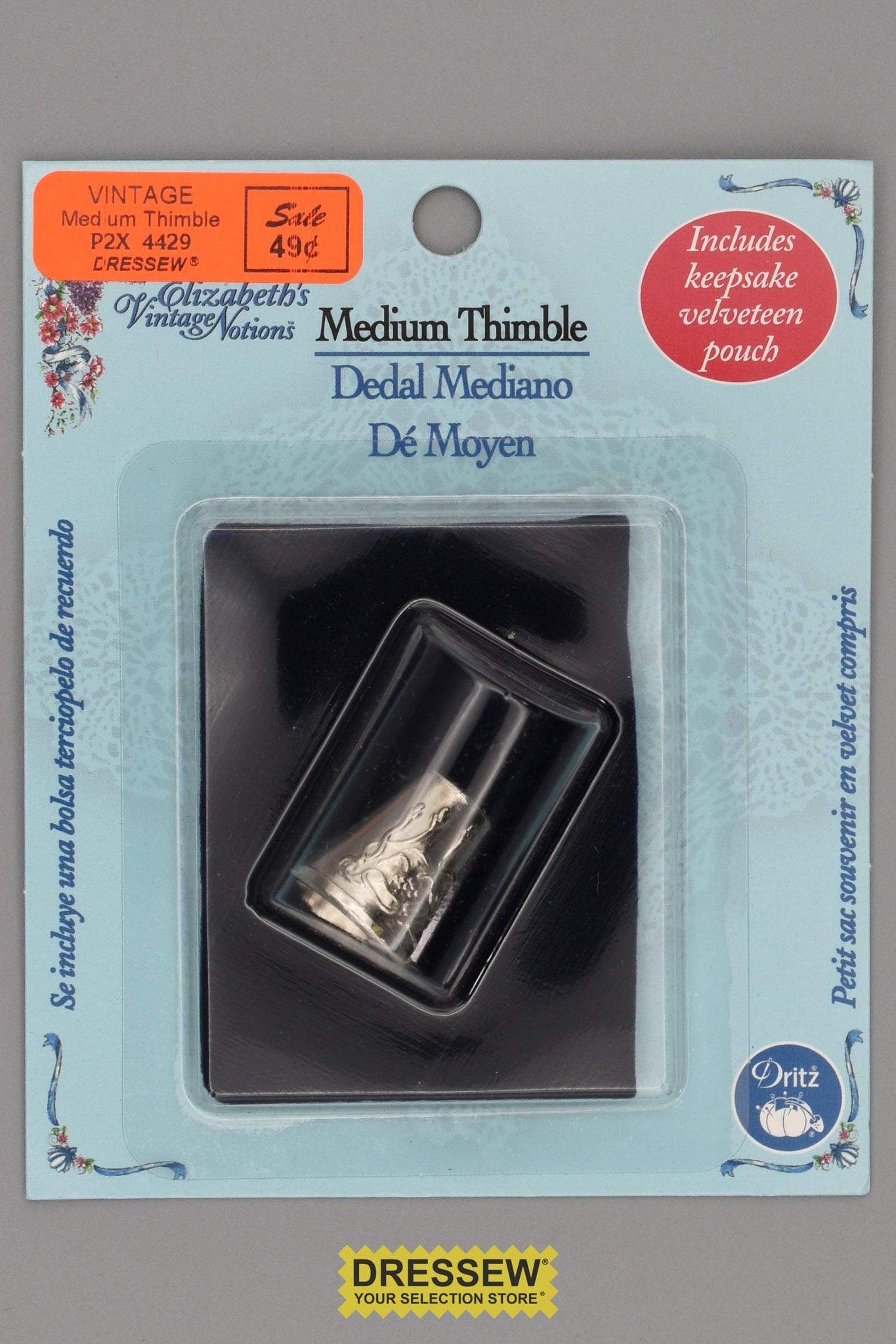 Vintage Look Thimble Medium Antique Silver