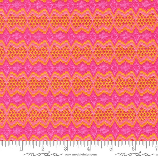 Vintage Soul Embroidery Stripes By Cathe Holden For Moda Hot Pink