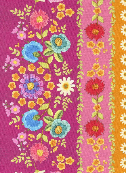 Vintage Soul Floral Embroidery Bands By Cathe Holden For Moda Hot Pink