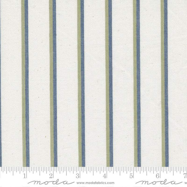Vista Wovens Duo Stripe By Pieces To Treasure For Moda Cream / Navy / Green