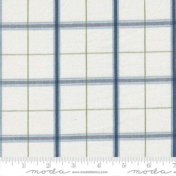 Vista Wovens Large Plaid By Pieces To Treasure For Moda Cream / Navy / Green