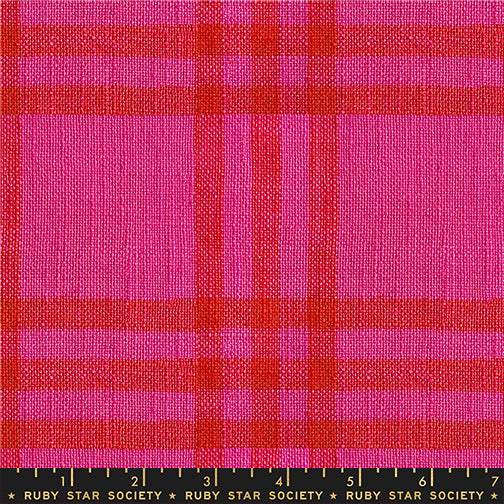 Warp And Weft Mystic Fable Chore Coat Horizon Plaid By Alexia Marcelle Abegg Of Ruby Star Society For Moda Vivid Pink / Red