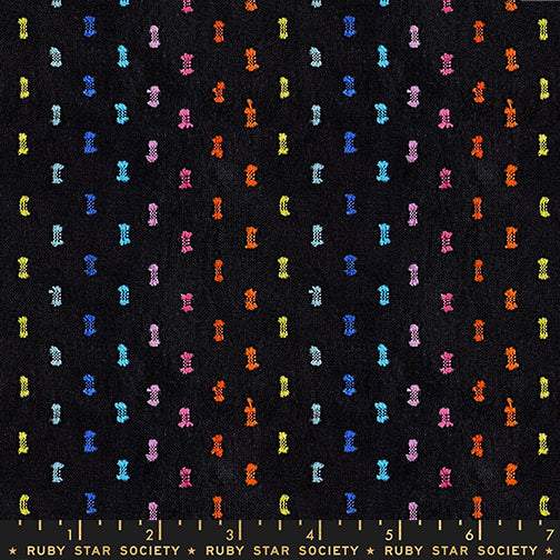 Warp And Weft Mystic Fable Flicker Dot By Alexia Marcelle Abegg Of Ruby Star Society For Moda Black / Rainbow