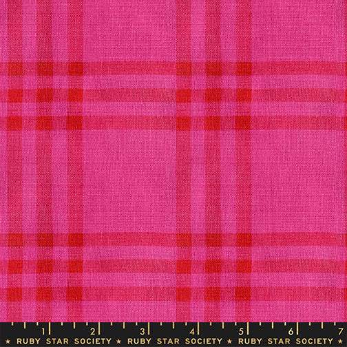 Warp And Weft Mystic Fable Horizon Plaid By Alexia Marcelle Abegg Of Ruby Star Society For Moda Vivid Pink / Red