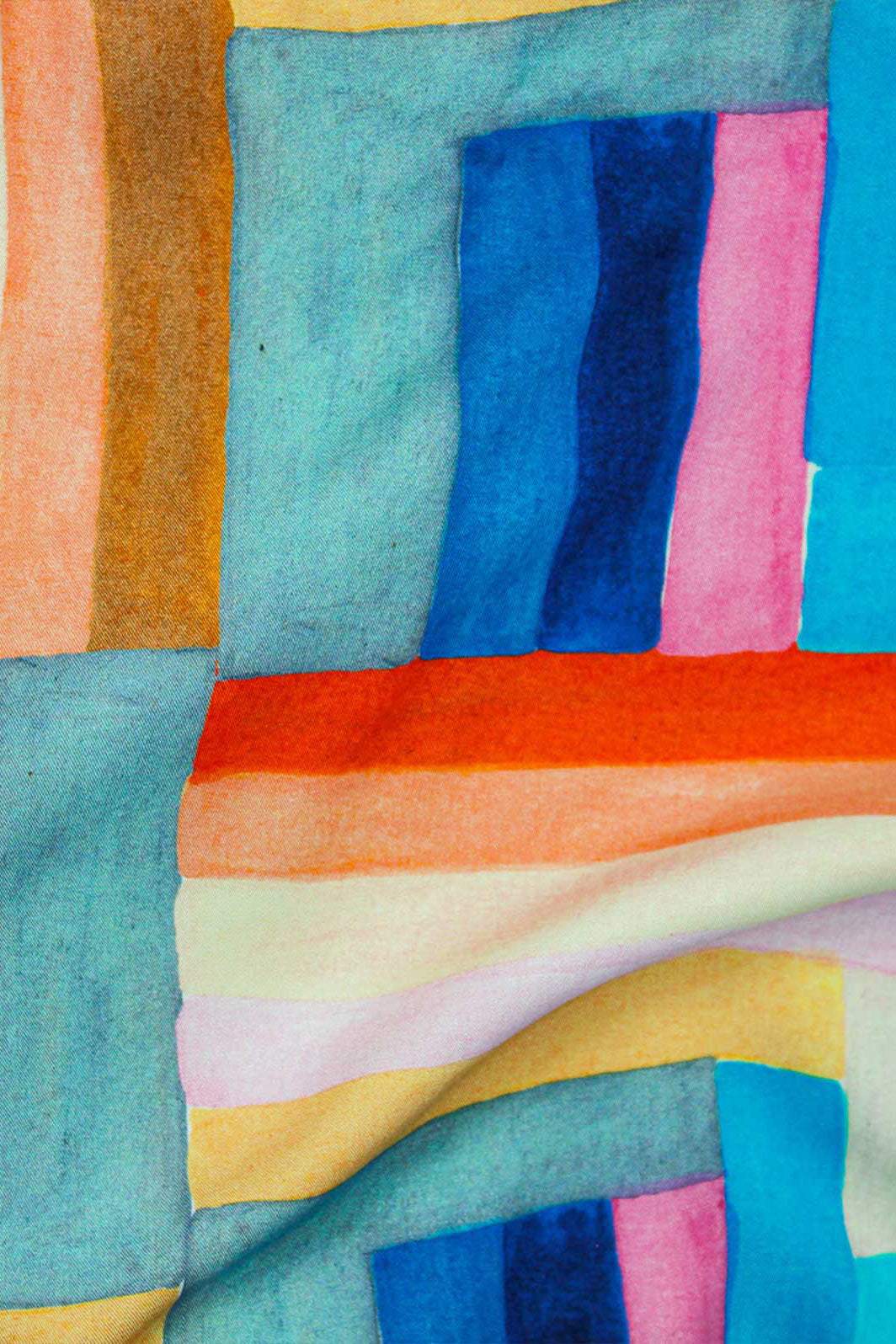 Watercolour Block Taylor Twill Aqua / Multi