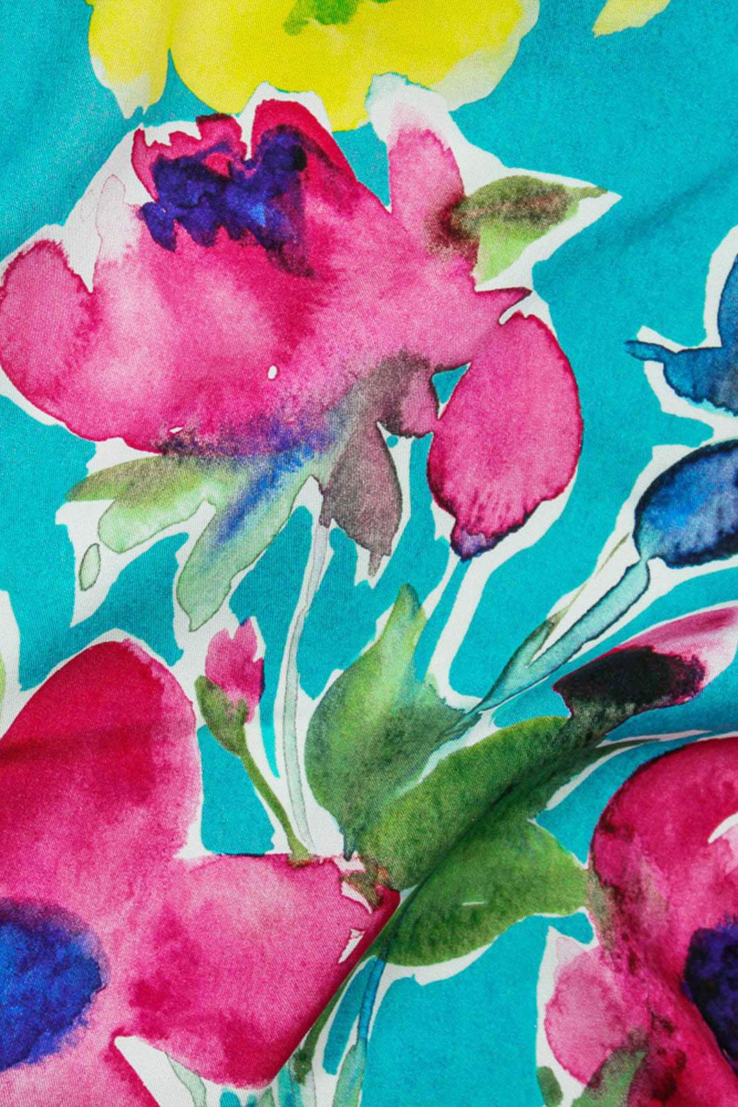 Watercolour Floral Taylor Twill Aqua Multi