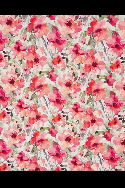 Watercolour Flower Linen Blend Ecru / Coral