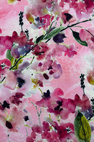 Watercolour Silk Blend Jacquard Fuchsia
