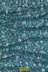 Waves Sequin Lace Teal / Turquoise