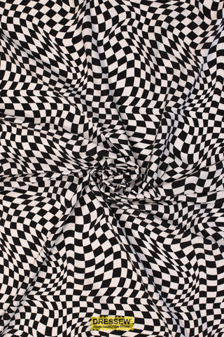 Wavy Check Lycra Black / White