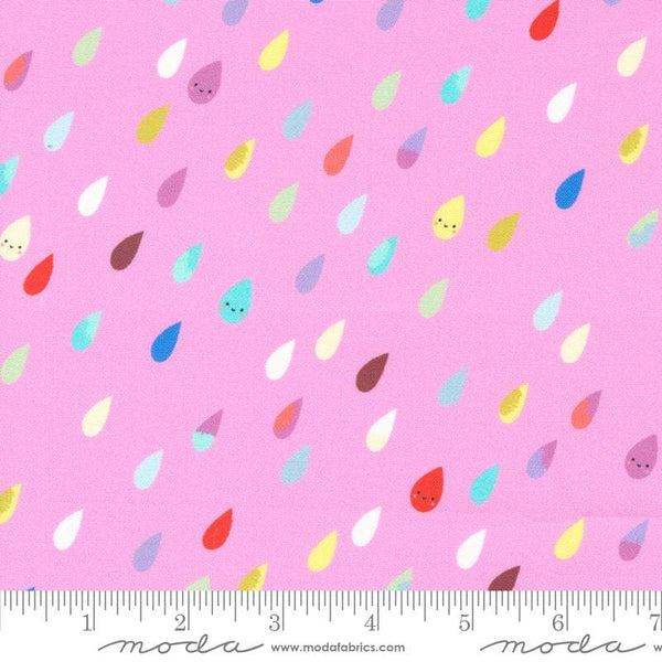 Whatever The Weather Rainbow Raindrops By Paper + Cloth For Moda Lilac