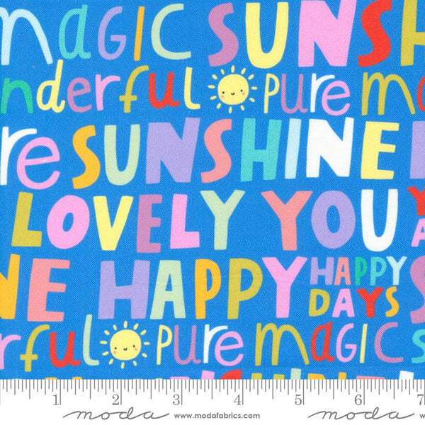 Whatever The Weather Typography Stripes By Paper + Cloth For Moda Bright Sky