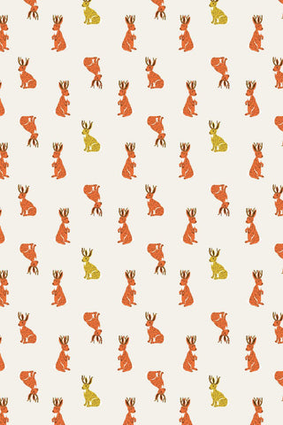 Whimsy And Lore Jack-A-Lope By Vincent Desjardins For RJR Fabrics Ecru / Rust