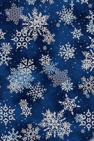 Whispering Woods Big Snowflakes Navy / Silver