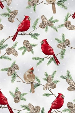 Whispering Woods Birds & Pinecones Frost / Silver