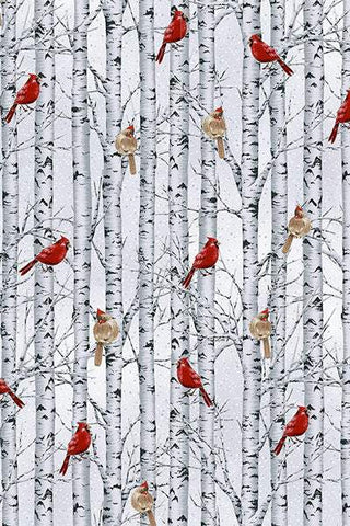 Whispering Woods Birds in Trees Frost / Silver