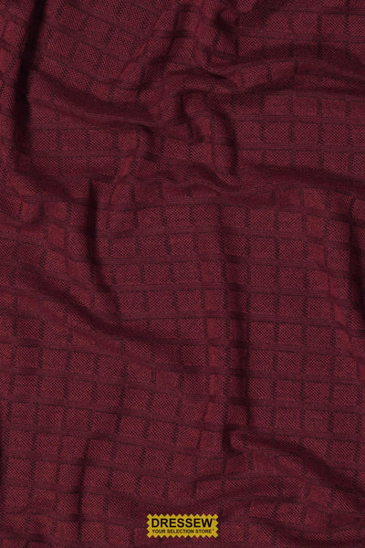 Window Pane Textured Knit Burgundy / Black