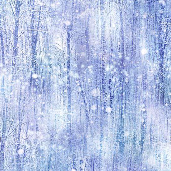 Winter Bliss Digital Snow Forest By Hoffman Digital Print Periwinkle