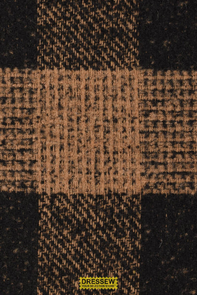Wool Blend Check Coating Black / Tan