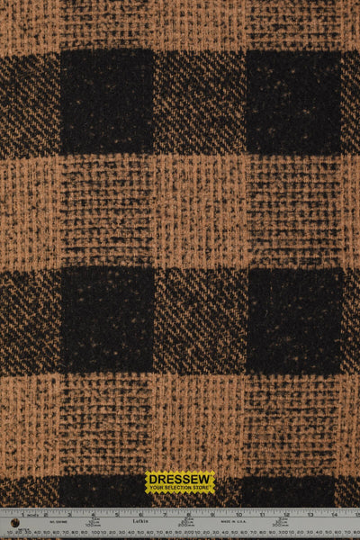 Wool Blend Check Coating Black / Tan