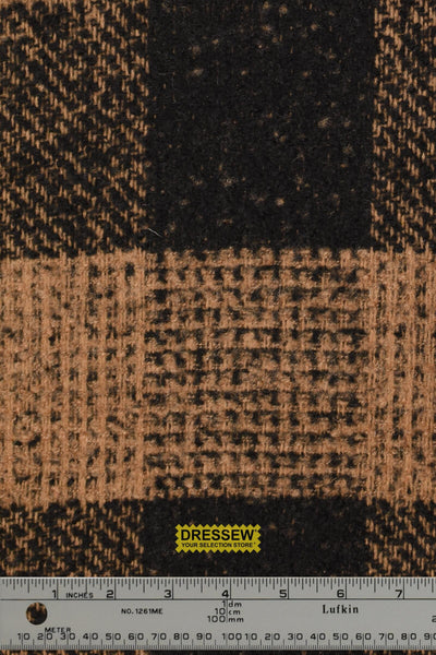 Wool Blend Check Coating Black / Tan