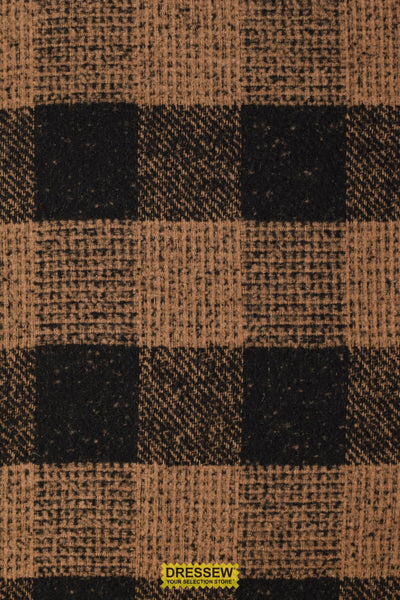 Wool Blend Check Coating Black / Tan