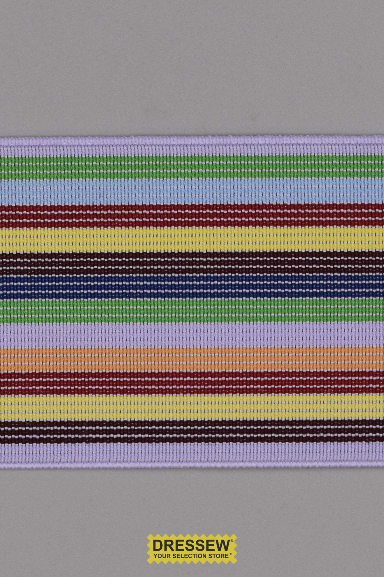 Woven Stripe Elastic 50mm (2") Lilac Multi