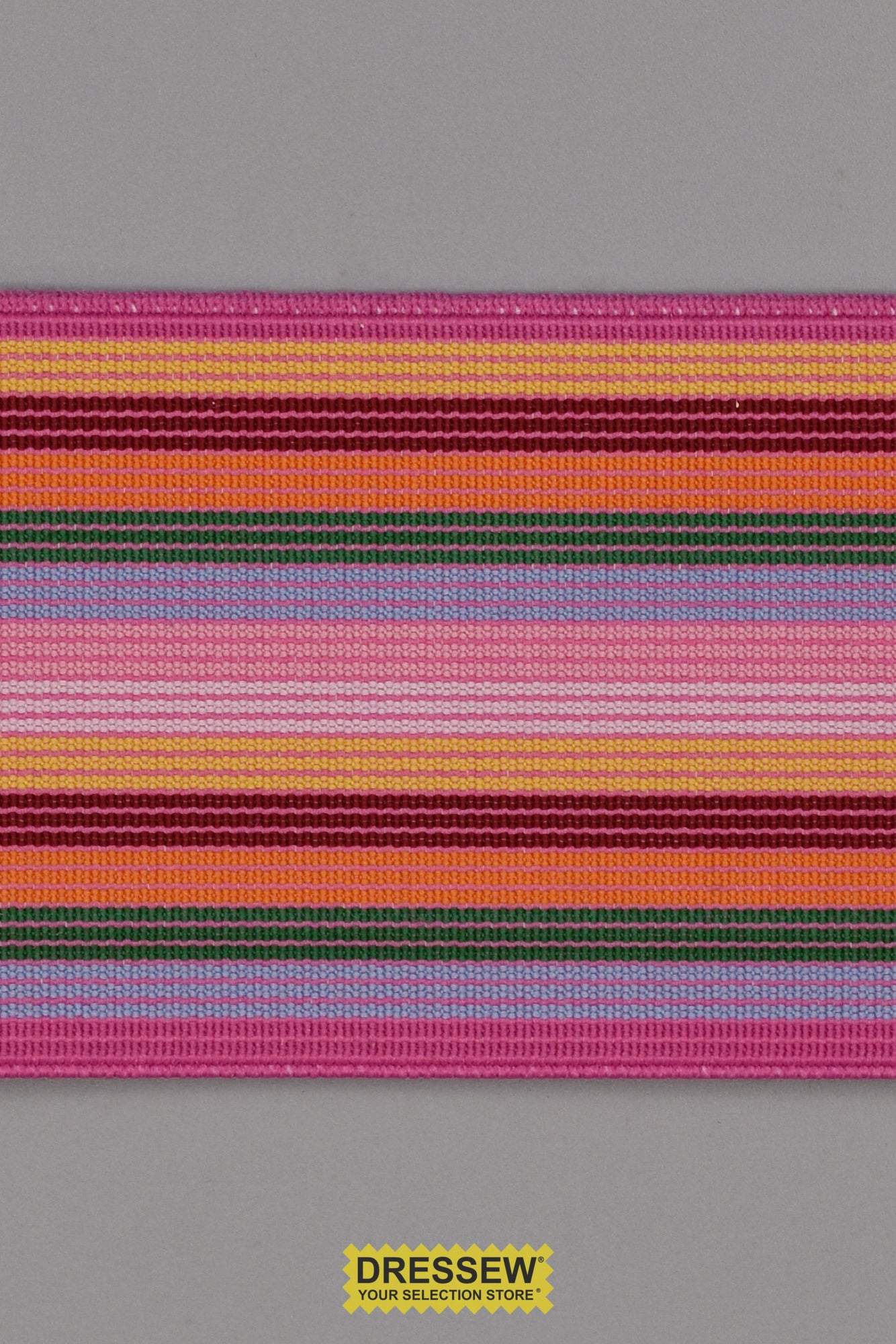 Woven Stripe Elastic 50mm (2") Pink Multi