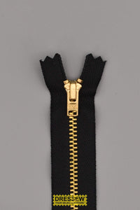 YKK #4.5 Brass Closed End Zipper 20cm (8") Black