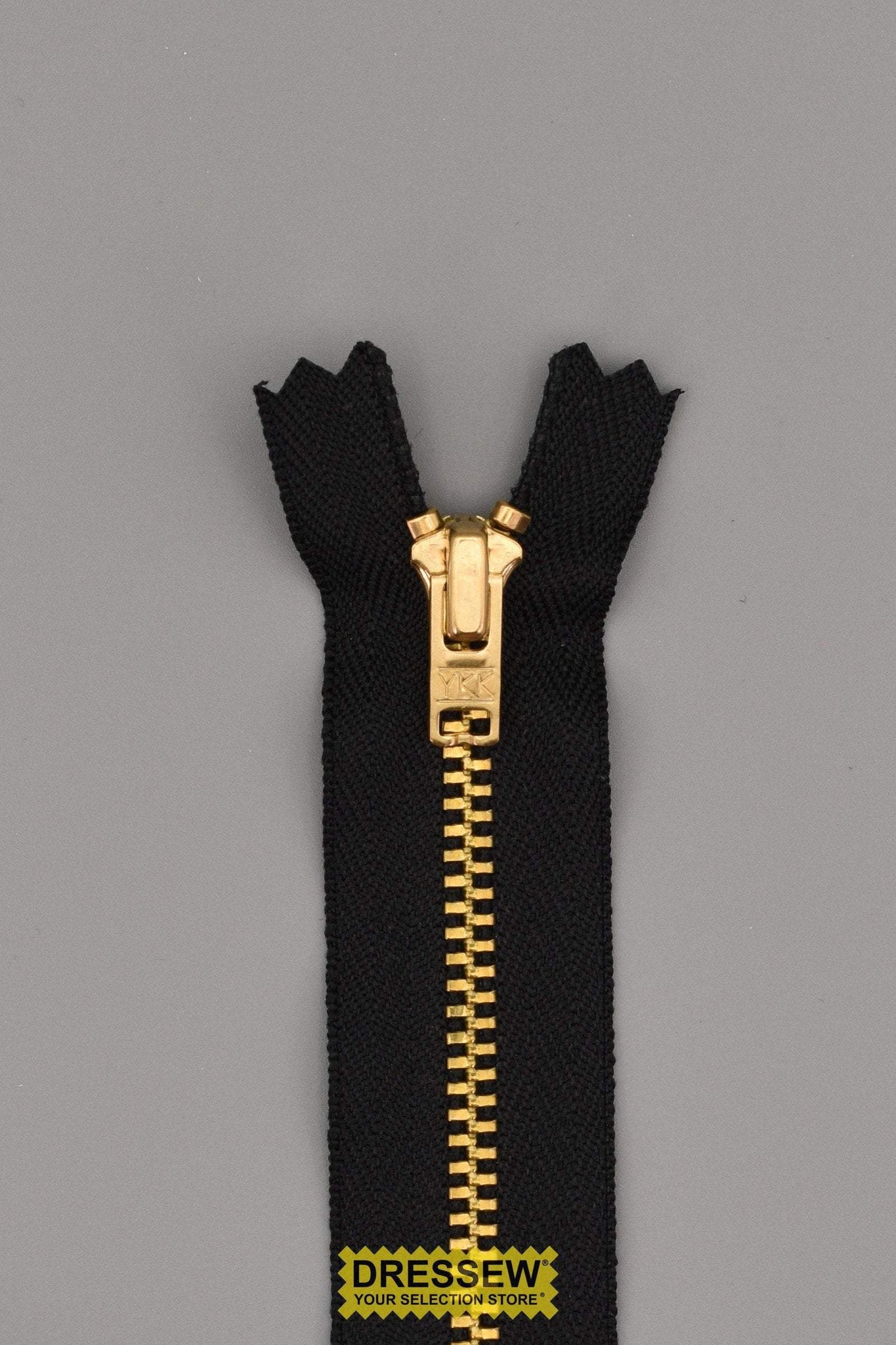 YKK #4.5 Brass Closed End Zipper 23cm (9") Black