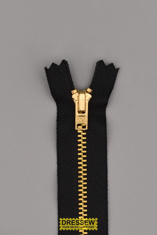 YKK #4.5 Brass Closed End Zipper 23cm (9") Black