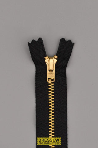 YKK #4.5 Brass Closed End Zipper 30cm (12") Black
