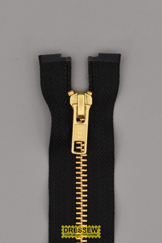 YKK #5 Brass Separating Zipper 45cm (18") Black