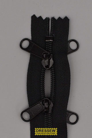 YKK #5 Nylon Coil Closed Both Ends Zipper with 2 Reversible Non-Locking Sliders 120" Black