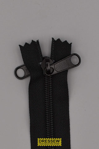 YKK #5 Nylon Coil Closed End Zipper with Reversible Non-Locking Slider 120" Black