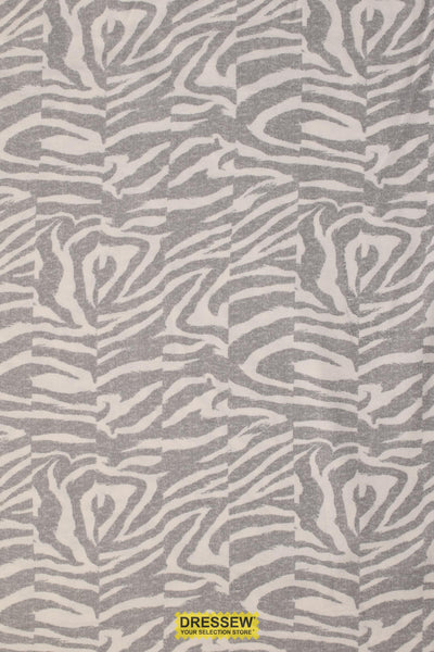 Zebra Stripe Flannelette White / Grey